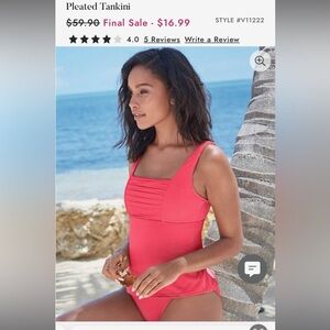 BRAND NEW Venus Pleated Tankini Top Size 8 Coral